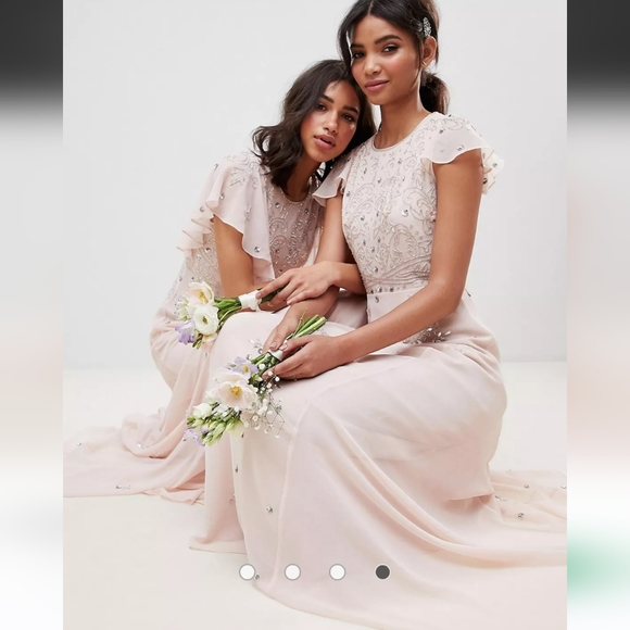 ASOS DESIGN Petite embellished flutter sleeve maxi dress - Picture 4 of 4